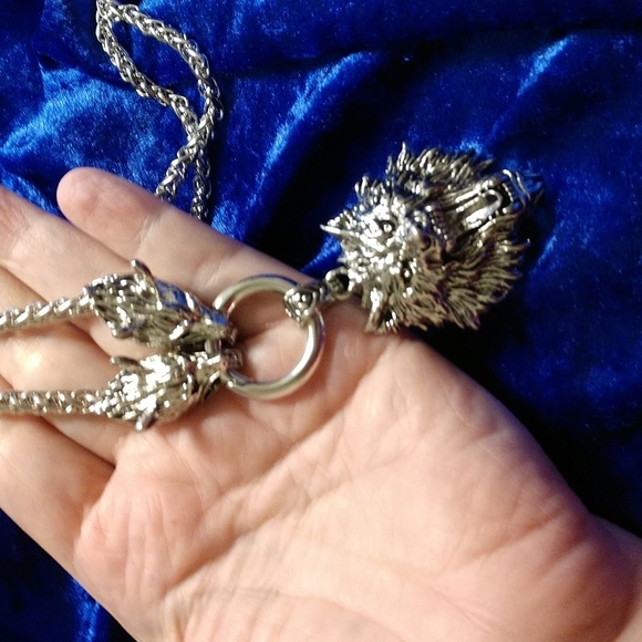 Wolf head Stainless Steel Pendant Flexible 24" Necklace Chain Unisex Gothic - Picture 9 of 15